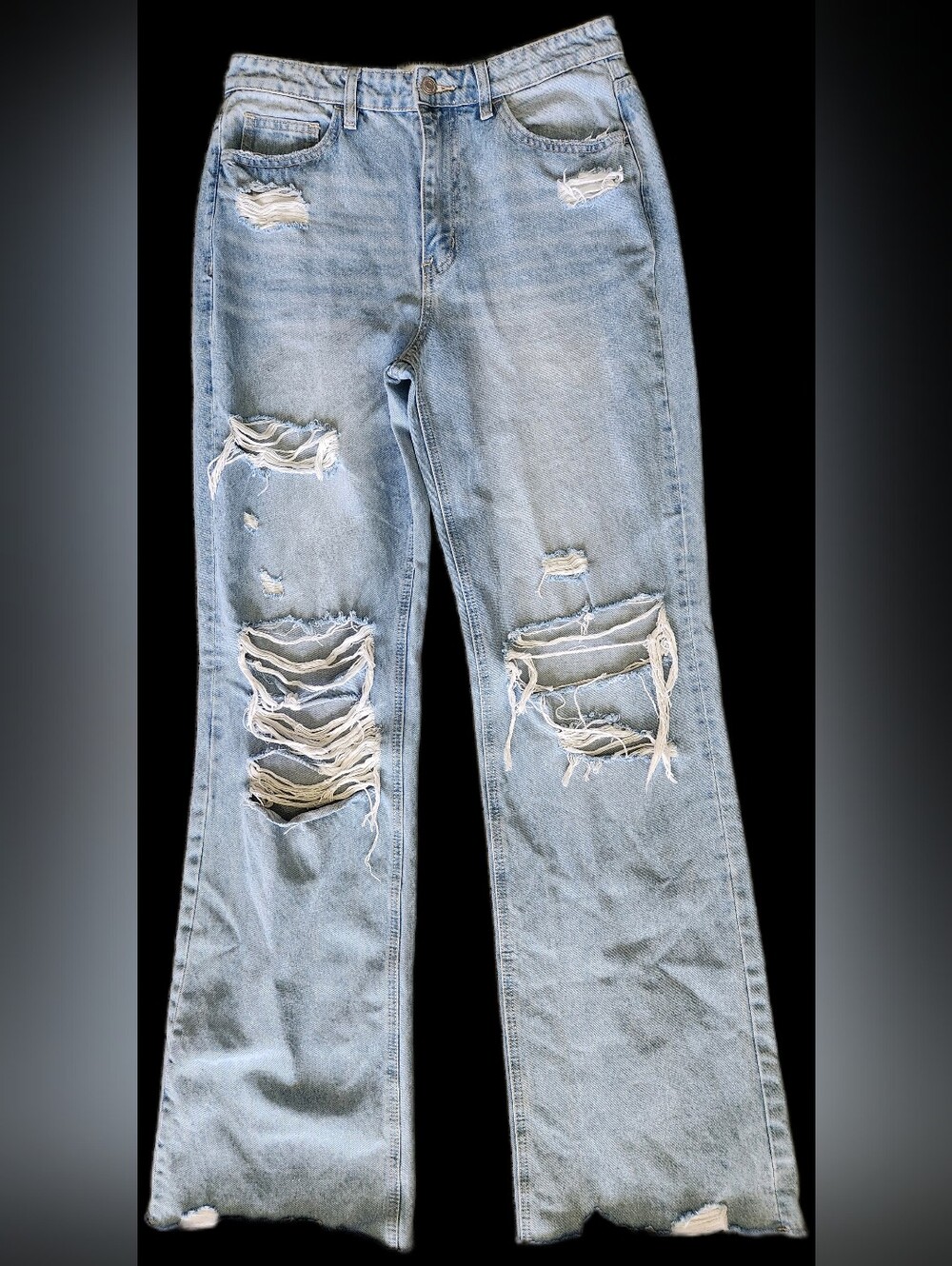 Flying Monkey Distressed Wide Leg Jeans - Size 29 Light Wash Streetwear